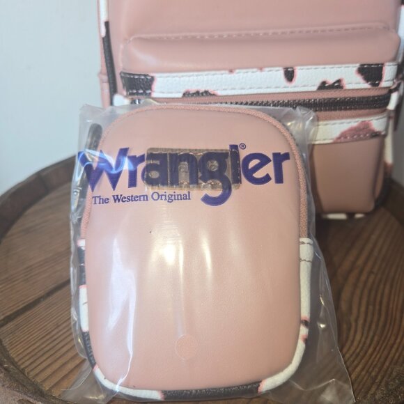Wrangler Pink Cow Print Backpack Bag with Clip-on Coin Purse Brand New with Tags - Picture 5 of 10